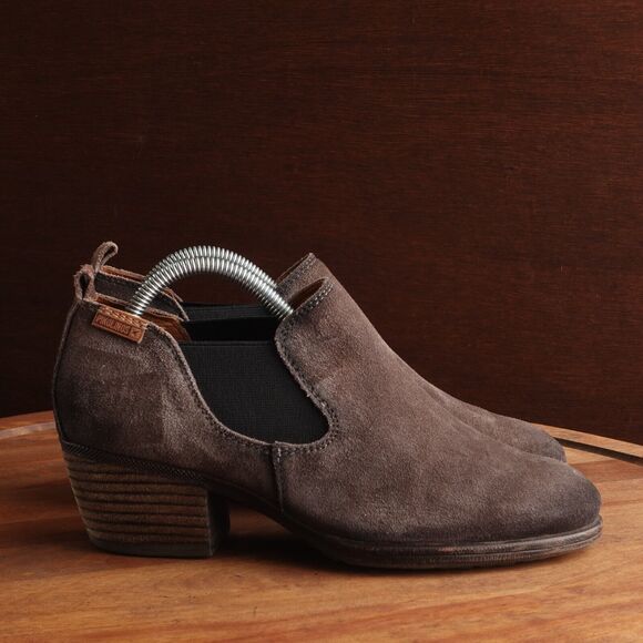 Pikolinos Boots Women SZ EU 36 US 5.5-6 Gray Baqueira Chelsea Ankle Suede Bootie - Picture 1 of 13